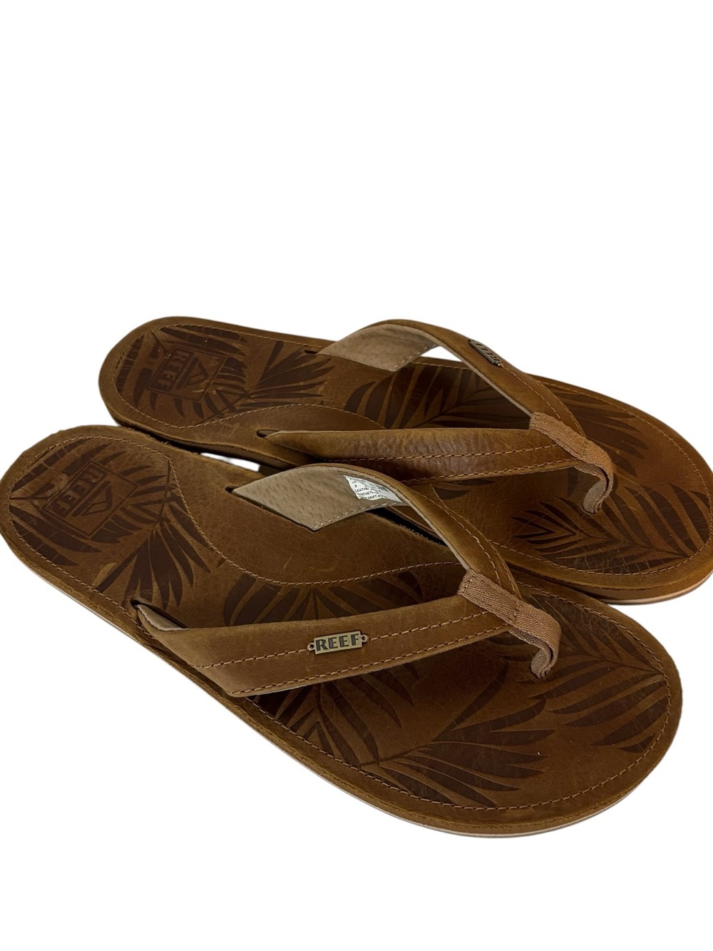 Reef Drift Away toe post brown Leather Sandals Flip Flop Women's size US 9 EU 40